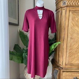 Top Fashion of NY burgundy Bodycon Chocker Cage Dress